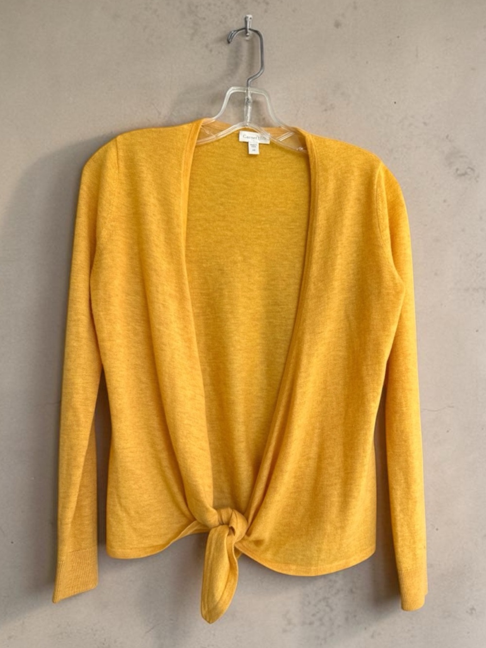 Garnet Hill Cashmere Tie-Waist Cardigan Sweater Goldenrod Yellow Size XS